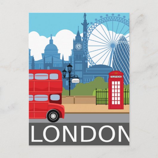 London Art Print Retro Reisebahnposter Postkarte (Vorderseite)