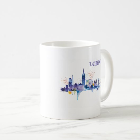 London Art Watercolor Painting Kaffeetasse (VorderseiteRechts)