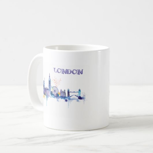 London Art Watercolor Painting Kaffeetasse (Vorderseite Links)