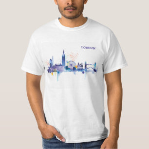 London Art Watercolor Painting T-Shirt