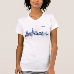 London Art Watercolor Painting T-Shirt