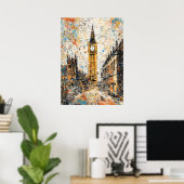 London Big Ben Abstract Drip Painting Poster (Heimbüro)