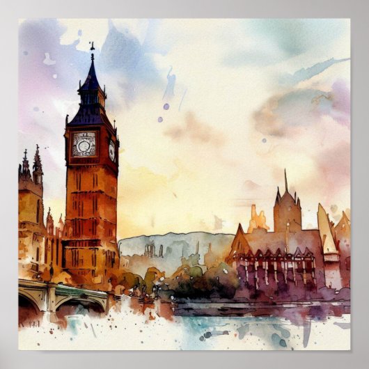 London-Big Ben-(C), Watercolor Poster (Vorne)