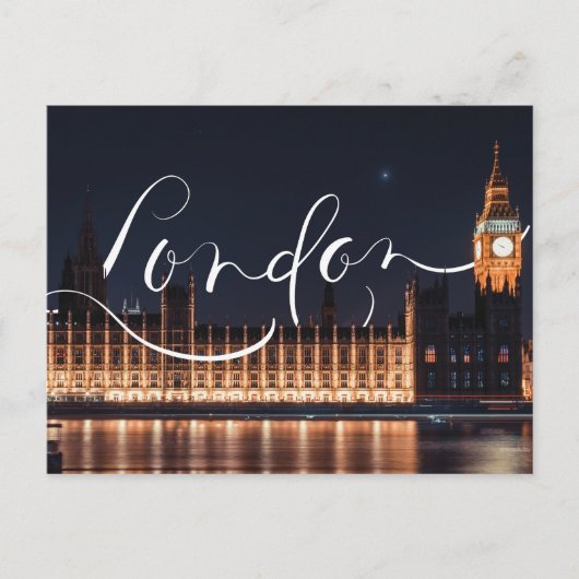 London / Big Ben Calligraphy Postcard Postkarte (Vorderseite)