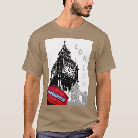London Big Ben Clock Tower Red Telefone Box T-Shirt (Vorderseite)