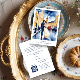 London Big Ben Colorful Cityscape Wedding Couple  Save The Date