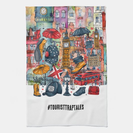 London Big Ben Double Deck Bus Westminster Tourist Geschirrtuch (Vertikal)