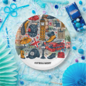 London Big Ben Double Deck Bus Westminster Tourist Pappteller (Party)