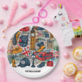 London Big Ben Double Deck Bus Westminster Tourist Pappteller (Party)