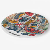 London Big Ben Double Deck Bus Westminster Tourist Pappteller (Schrägansicht)