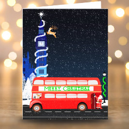London Big Ben Double Decker Bus Frohe Weihnachten Karte