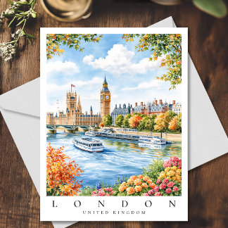 London Big Ben England Aquarell Reise Postkarte