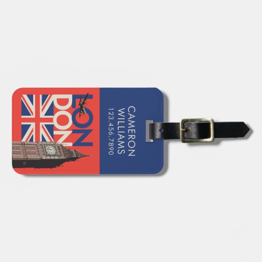 London Big Ben | England Gepäckanhänger (Vorderseite horizontal)