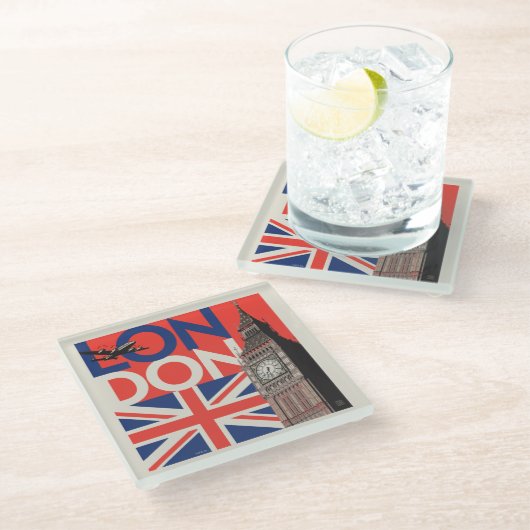 London Big Ben | England Glasuntersetzer (Schrägansicht)