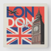London Big Ben | England Quadratische Wanduhr (Vorderseite)