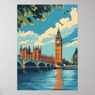London Big Ben England Vintage Reise Kunst Poster