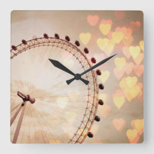 London   Big Ben Fotografie gefiltertes Nightime Quadratische Wanduhr