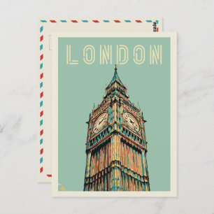 London Big Ben Illustration Postcard Postkarte