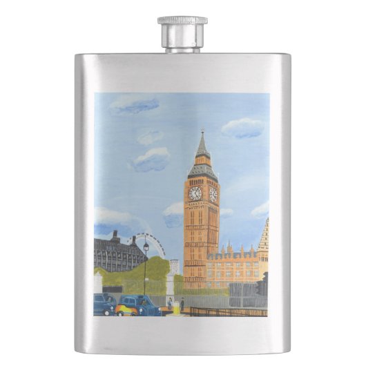 London Big Ben - klassische Flasche Flachmann (Vorderseite)