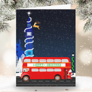 London Big Ben mit Doppeldeckerbus Weihnachten Karte