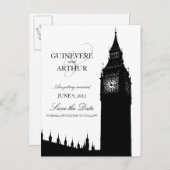 London Big Ben Modern Wedding rettet das Datum Ankündigungspostkarte (Vorne/Hinten)
