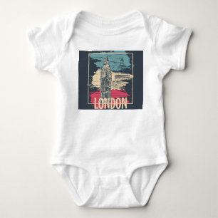 London Big Ben: Typografie Poster Baby Strampler