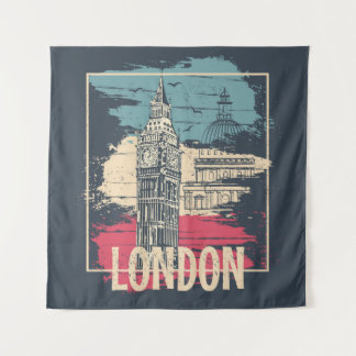 London Big Ben: Typografie Poster Wandteppich