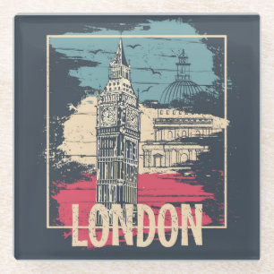 London Big Ben: Typografisches Poster Glasuntersetzer