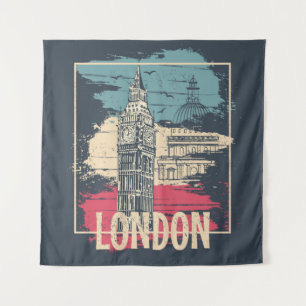 London Big Ben: Typografisches Poster Wandteppich