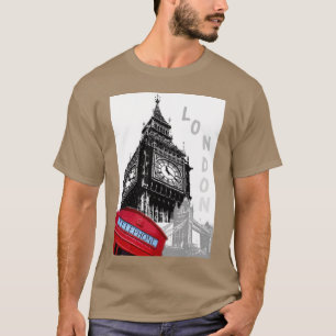 London Big Ben Uhrturm Rotes Telefonhäuschen T-Shirt
