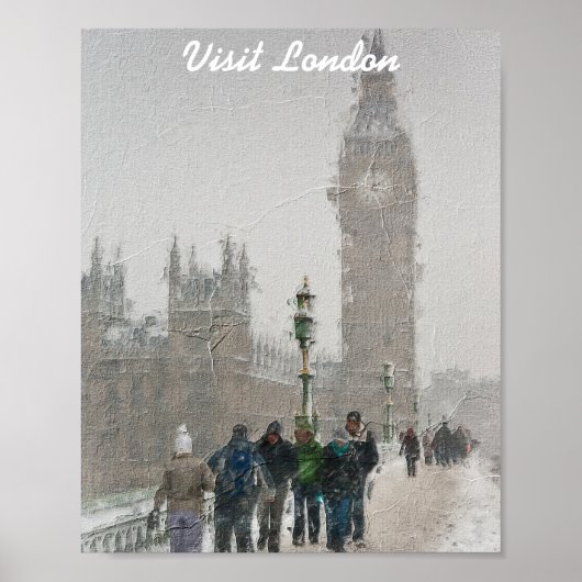 London Big Ben und Schnee Ölgemälde Poster (Vorne)