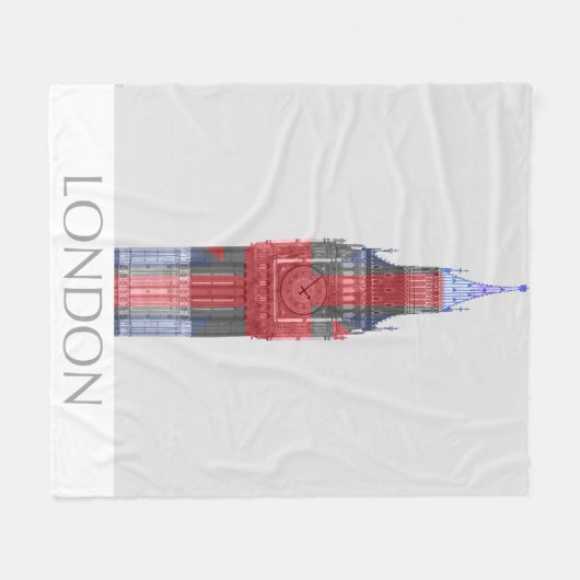 London Big Ben Union Jack Fleecedecke (Vorderseite (Horizontal))