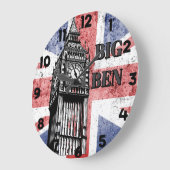 London Big Ben Union Jack Große Wanduhr (Winkel)