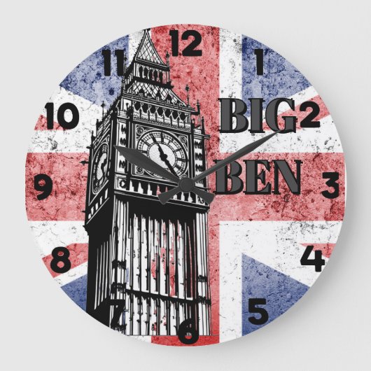 London Big Ben Union Jack Große Wanduhr (Vorderseite)