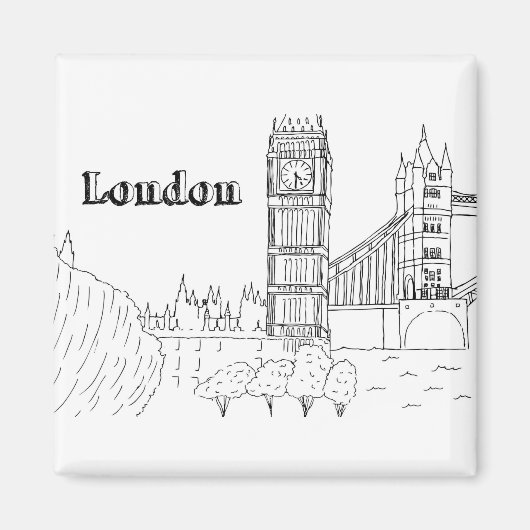 London Big Ben Vacation Zeichnend Urlaubskunst Magnet (Vorne)