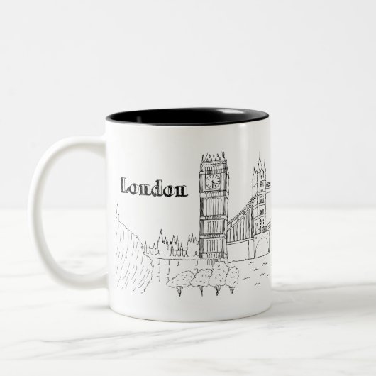 London Big Ben Vacation Zeichnend Urlaubskunst Zweifarbige Tasse (Links)