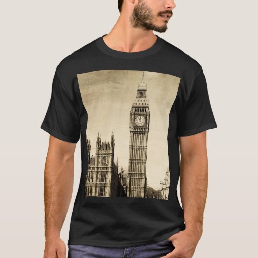 London Big Ben: Vintage Sicht T-Shirt (Vorderseite)