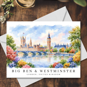 London Big Ben & Westminster Aquarell Reise Postkarte