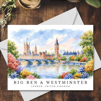 London Big Ben & Westminster Aquarell Reise Postkarte