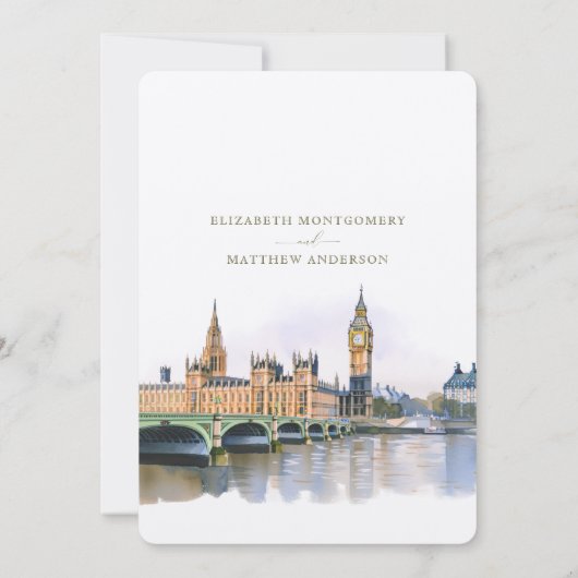 London Big Ben Westminster Bridge Wedding Einladung (Rückseite)