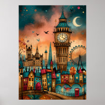 London Big Ben Whimsical Stadtlandschaft