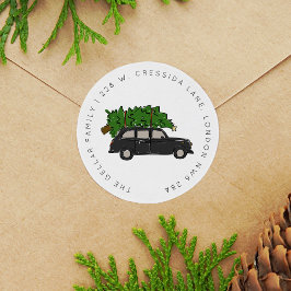 London Black Cab Christmas Tree Taxi Adresse Runder Aufkleber
