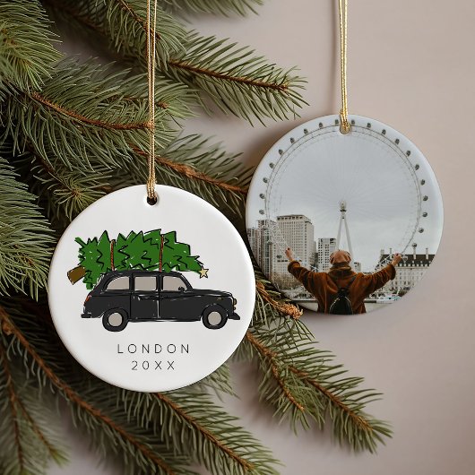 London Black Cab Christmas Tree Taxi Foto Keramik Ornament