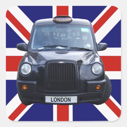 London Black Taxi Cab Quadratischer Aufkleber (Vorderseite)