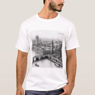 London Bleistiftzeichnung in Schwarz-Weiß T-Shirt
