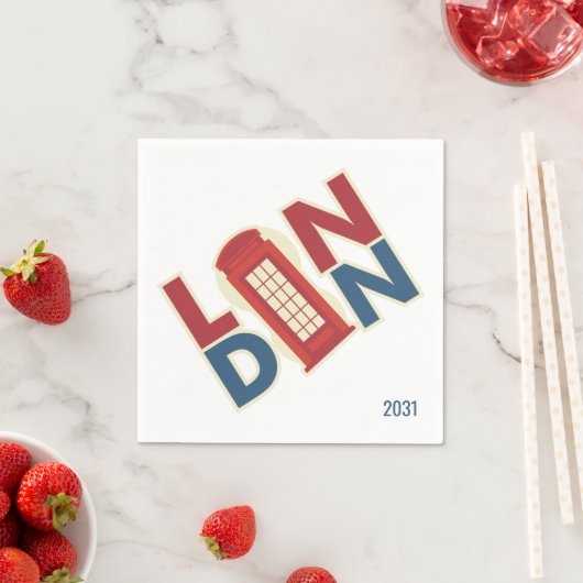 London Blue Red Custom Serviette (Beispiel)