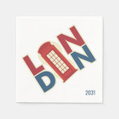 London Blue Red Custom Serviette (Vorderseite)