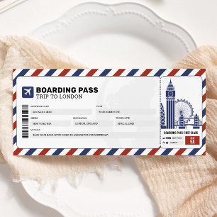 London Boarding Pass Reise Trip Flugzeug Geschenk  Einladung