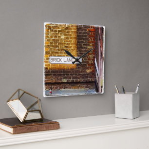 London Brick Lane Quadratische Wanduhr