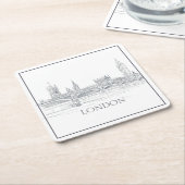 London Bridge Big Ben London Skyline Zeichnend Rechteckiger Pappuntersetzer (angewinkelt)